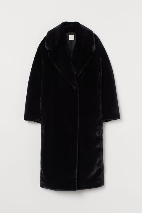 Faux Fur Coat - Black