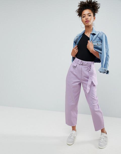 Pantalones Peg Leg Con Riñonera De Quita Y Pon En Lila De Asos