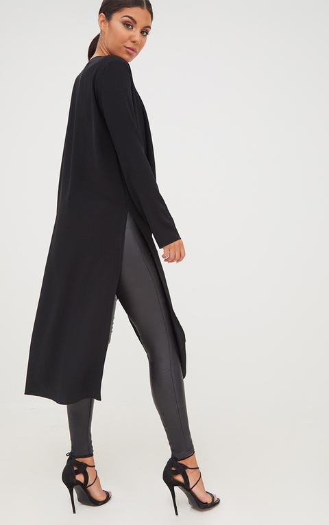 Black Waterfall Longline Duster Jacket