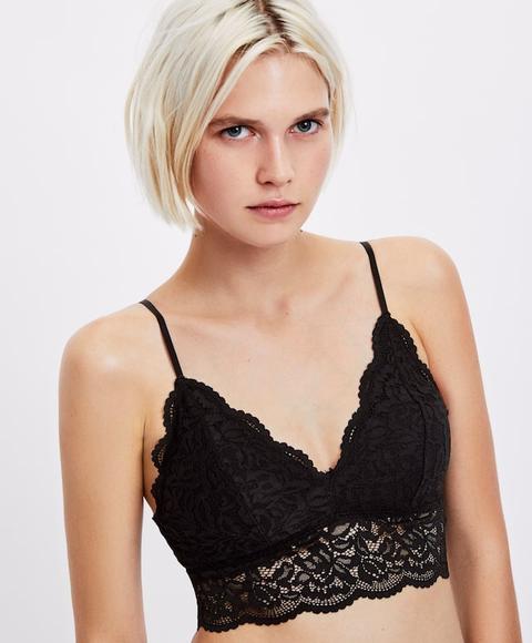 Bralette Crochet Lace Color: Negro Talla: M Material: Poliuretano,elastano,modal,poliamida,
