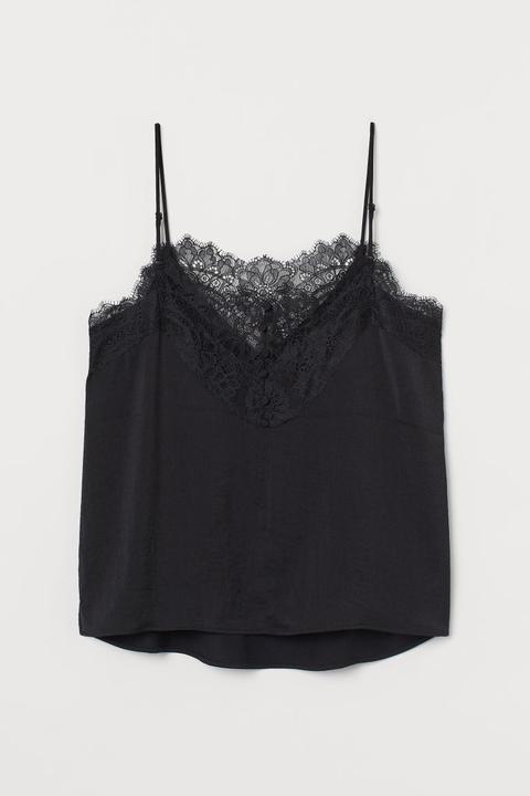 Top Con Encaje - Negro