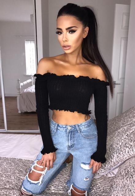 Clarissa Ribbed Knit Crop - Black