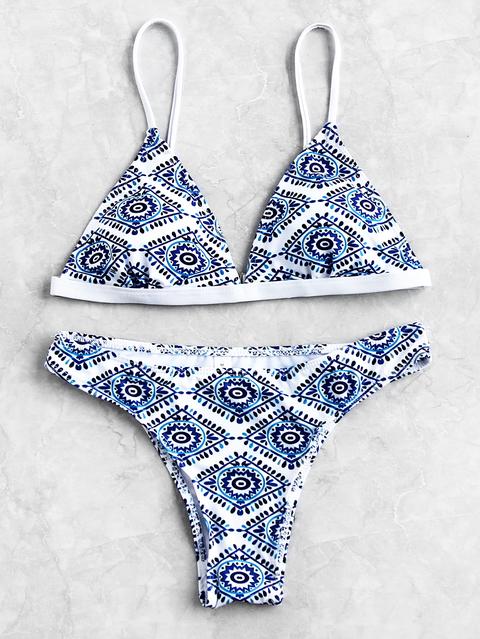 Graphic Print Triangle Bikini Set