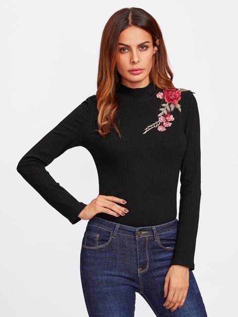 T-shirt Con Toppa Ricamata