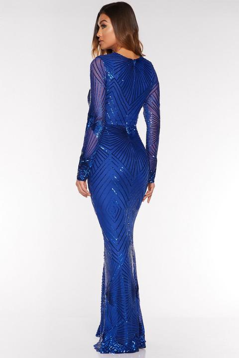 blue sequin dress long sleeve