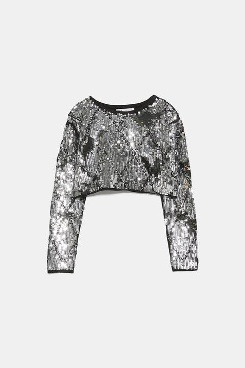 Maglia Cropped Paillettes