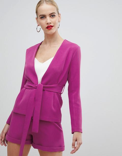 Vesper - Blazer Rosa Sartoriale Allacciato Sul Davanti - Rosa