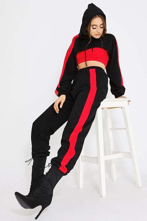 Black Joggers - Pia Mia Black Stripe Sweat Joggers