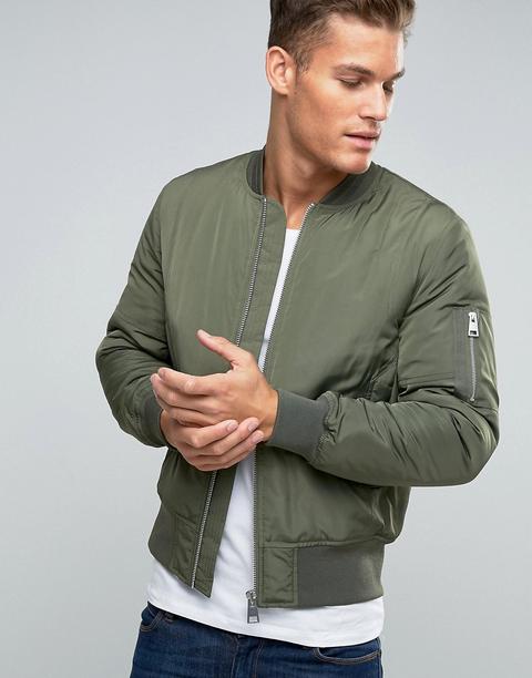 Asos - Bomber Ma1 Color Kaki Con Tasche - Verde