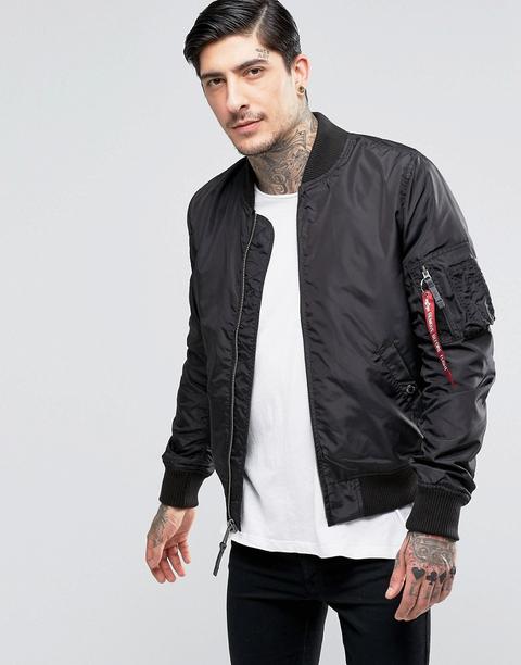 Cazadora Bomber De Corte Slim En Negro Ma1-tt De Alpha Industries