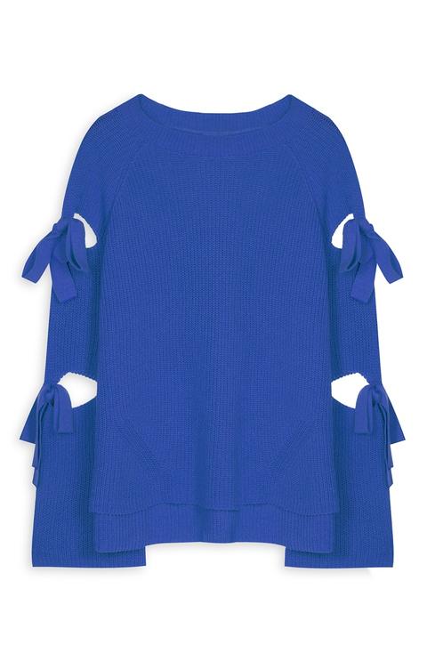 Maglia Blu Con Lacci Sulle Maniche