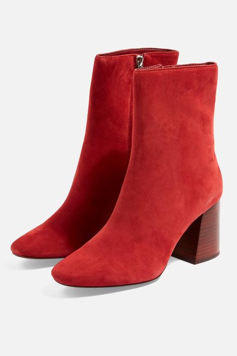 Womens Heidi High Ankle Boots - Red, Red