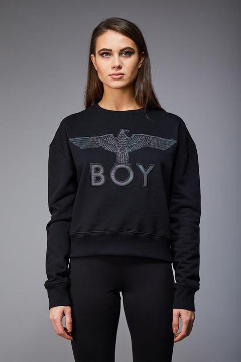 Boy Flash Crop Sweatshirt - Black