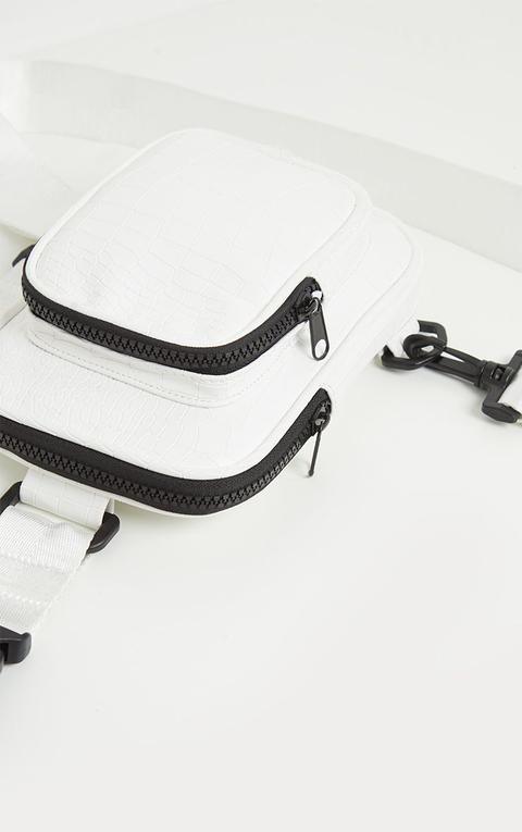 White Croc Front Messenger Bag