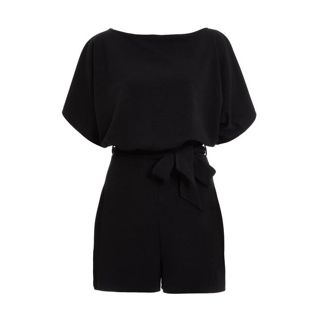 quiz black batwing belted dress