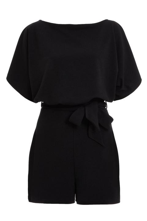 quiz black batwing belted dress