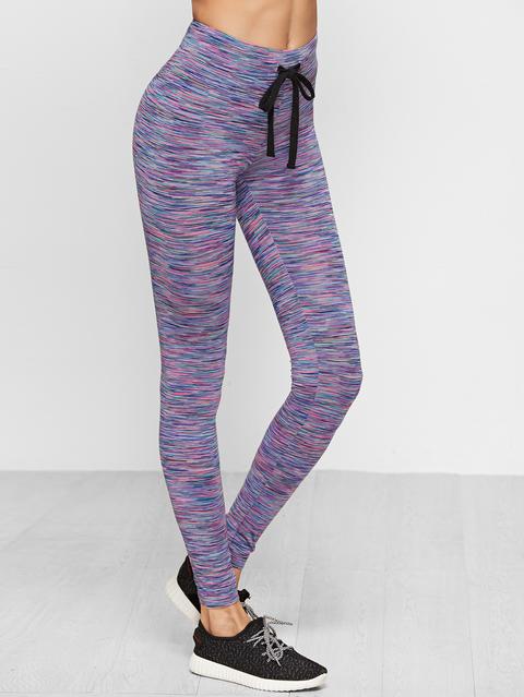 Purple Marled Knit Drawstring Waist Leggings