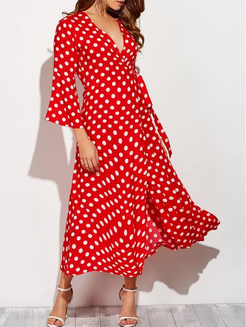 Maxi Wrap Red Polka Dot Dress