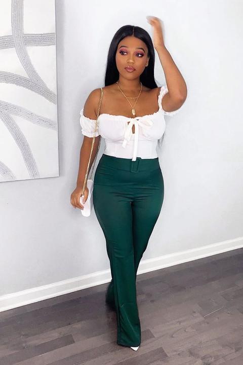 Emerald Belted Wide Leg Trousers - Isadore