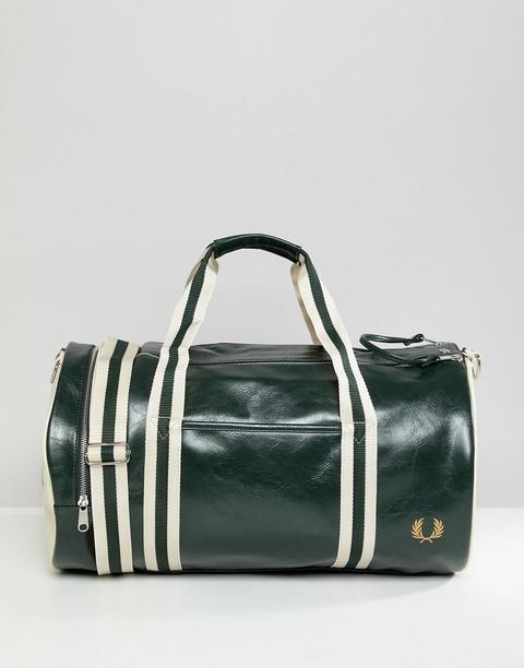 Bolso Barrel Clásico En Verde De Fred Perry