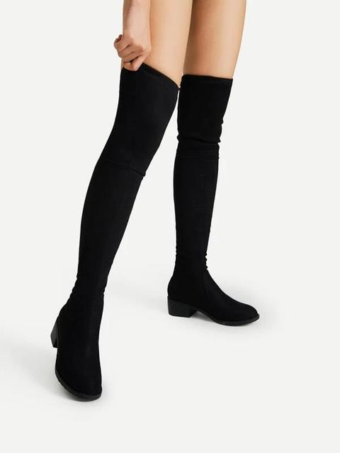 Botas Altas Ajustadas - Negro