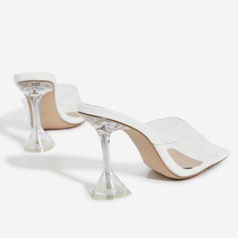 square toe perspex heels