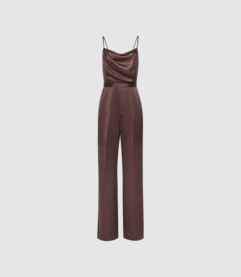 satin cowl neck jumpsuit