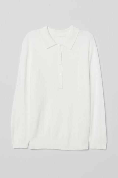 H & M - Pullover Con Colletto - Bianco