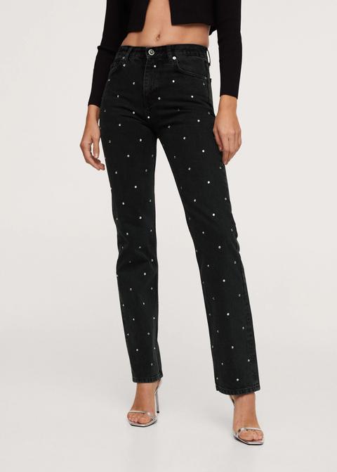 Jeans Straight-fit Strass