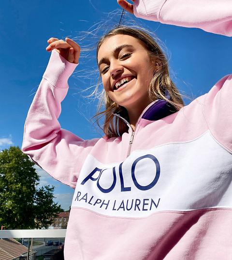 ​​​​​​​polo Ralph Lauren X Asos - Collaboration Exclusive - Pull À Logo Avec Demi-fermeture Éclair - Rose