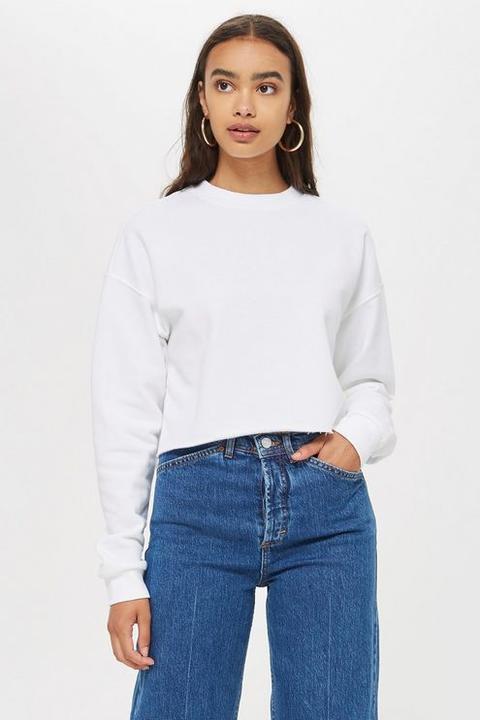 Womens Tall Cropped Sweatshirt - White, White