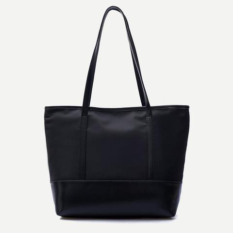 Borsa Da Donna Nylon Rifilata Pu - Nero