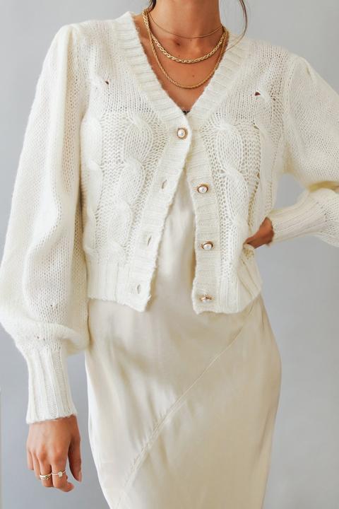 Vrg Grl Lover Button Front Knit Top // Cream