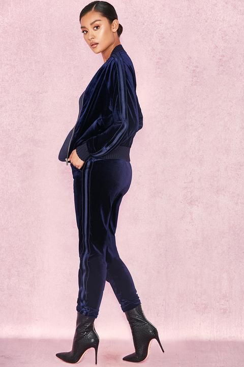 navy velvet tracksuit