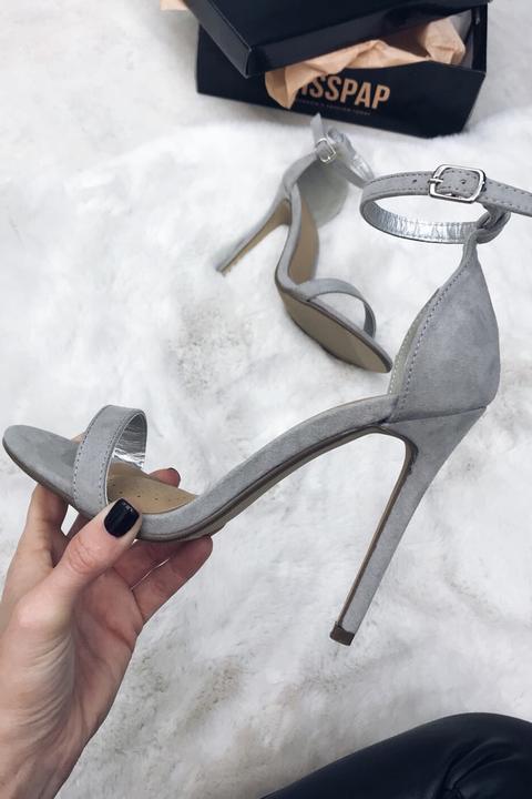 Katie Grey Suede Barely There Heels