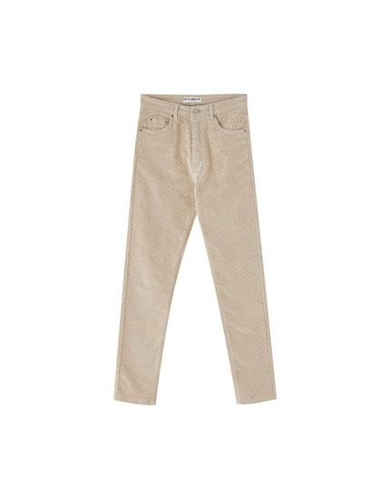 Pantalón De Pana Slim Fit Tiro Alto