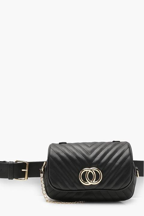 Double Ring Quilted Cross Body Belt Bag