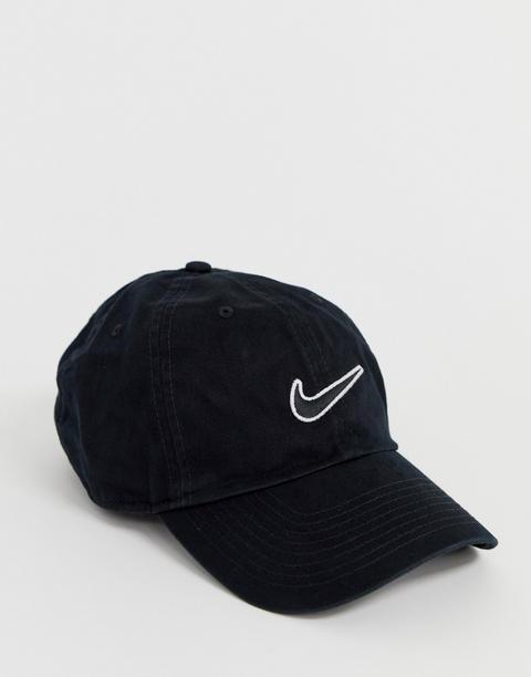 nike swoosh cap with embroidered logo in black