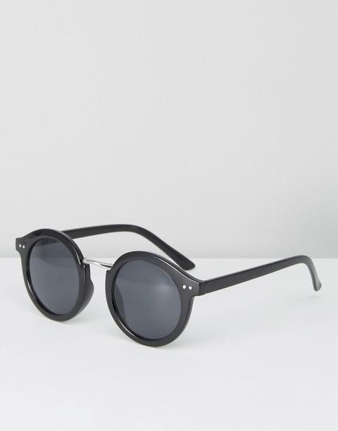 Pieces - Runde Sonnenbrille In Schwarz - Gold