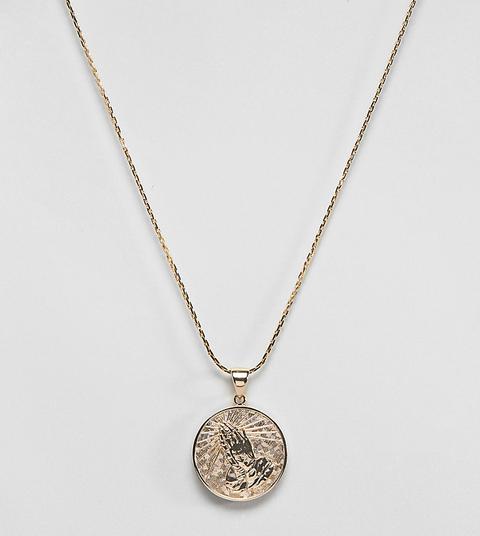 Rock 'n' Rose Gold Prayer Coin Pendant Necklace