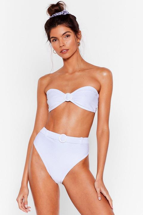 Bas De Bikini Taille Haute Avec Détail Ceinture La Playa Nous Attend - Blanc - 38, Blanc