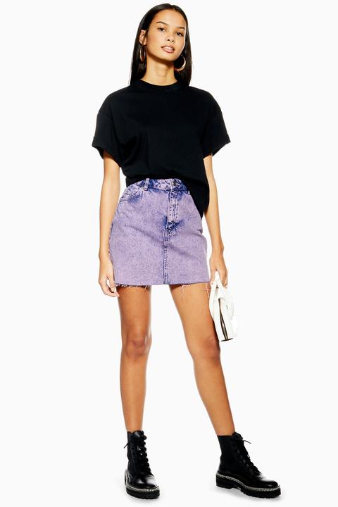 purple denim skirt topshop