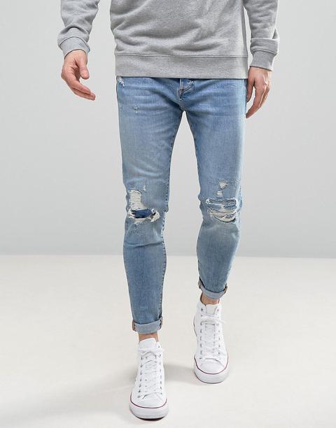 Pull&bear - Jeans Carrot Strappati Lavaggio Chiaro - Blu