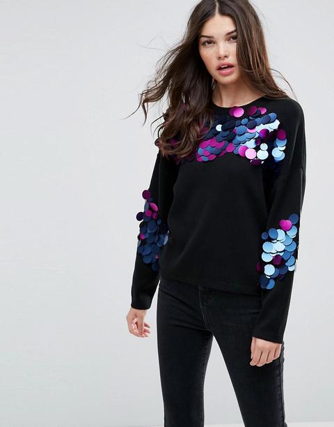 Asos - Maglione Con Paillettes Grandi - Multicolore