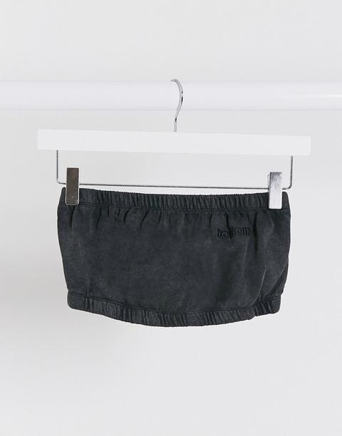 Bershka - 'no Item' - Top Bandeau D'ensemble - Noir Délavé