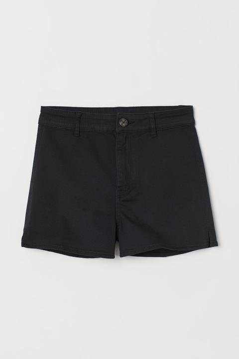 H & M - Shorts In Twill High Waist - Nero