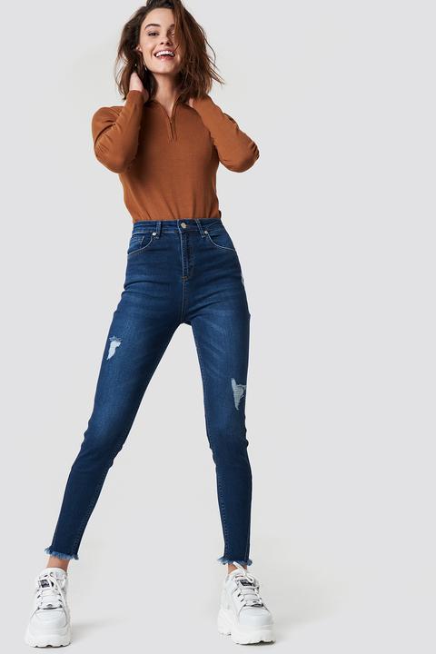 Skinny Twisted Jeans Blau