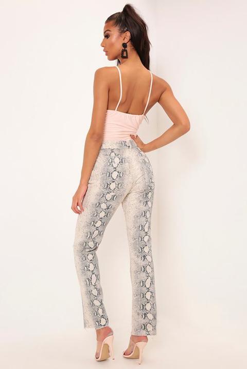 White Snake Print Denim Jeans