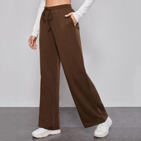 Drawstring Waist Wide Leg Trousers