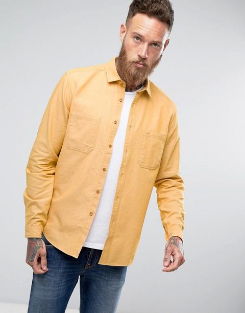 Asos - Camicia A Spina Di Pesce Gialla - Giallo